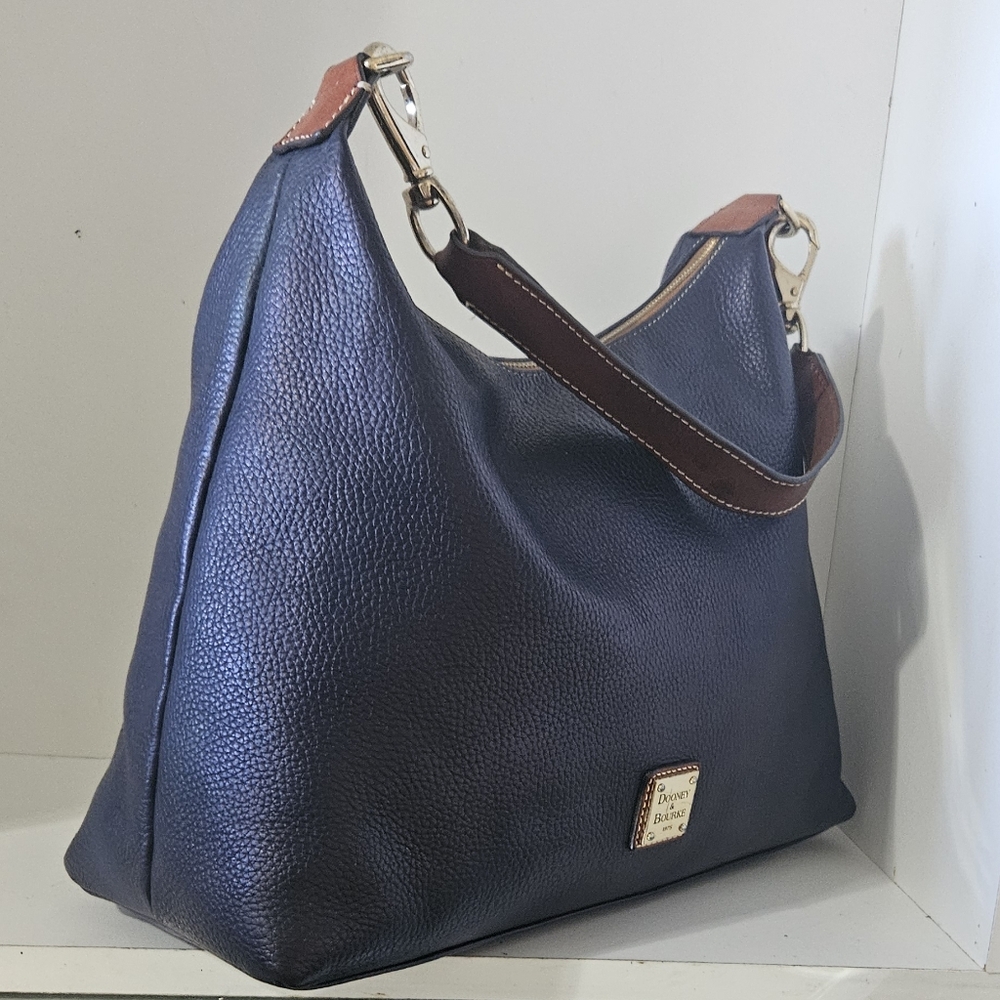 Dooney and bourke Blue navy Pebbled Leather Tote Bag - Picture 3 of 11